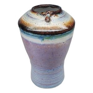 Vintage Signed Studio Art Pottery Vase MCM Pastel & Earth-Tones Boho Chic